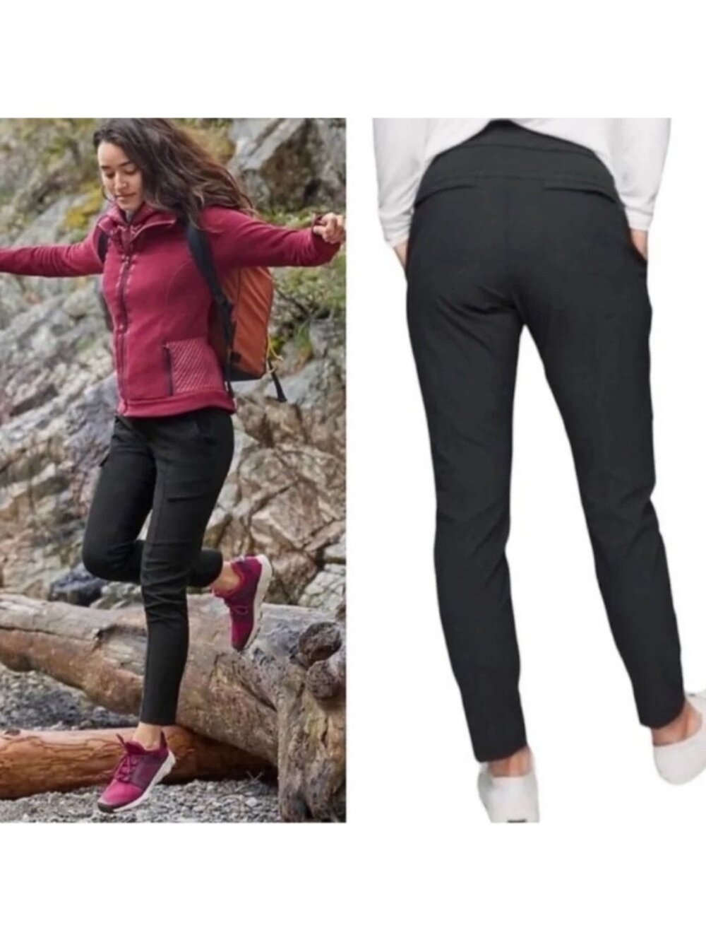 Athleta Wander Stash Slim Pant 0P Black Pockets Stretch Comfort Athleisure EUC